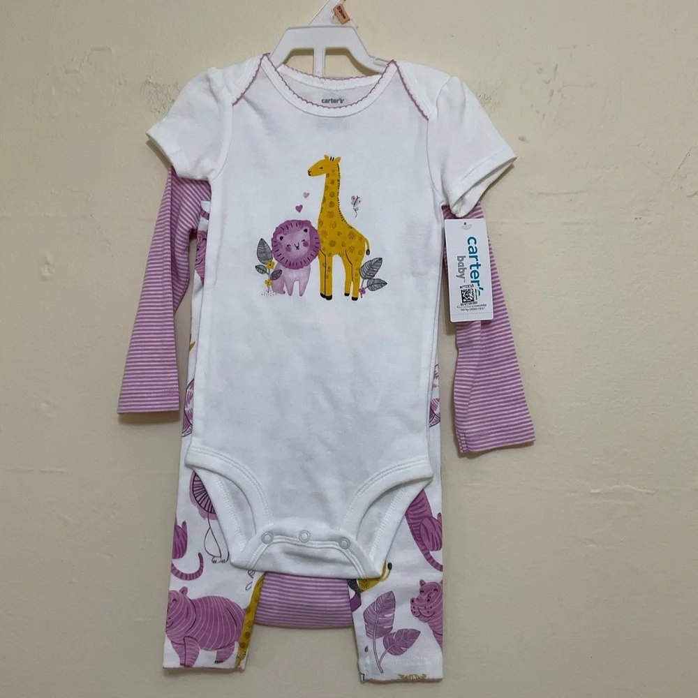 Carter's‎ Lavender and White Striped Bodysuit